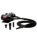 Air Force Twin Turbo High Velocity Dryer,"Black pet dryer with coiled hose and nozzle attachments"