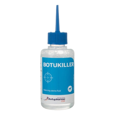 Botukiller,"Small bottle with blue nozzle cap and blue label"