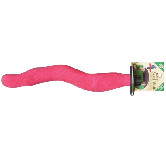 Sand Walk Orthopedic Perch,"Pink curved sand perch with mounting bracket and tag"