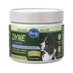 PetAg Dyne Soft Chews Calming Support and Stress Relief,"Plastic supplement jar with white lid and dog label"
