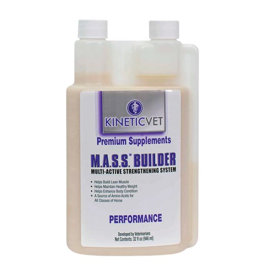 M.A.S.S.™ Builder Liquid,"Dual-neck liquid bottle with white caps and front label"