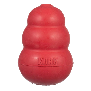Kong® Classic,"Red rubber dog toy with stacked rounded shape"