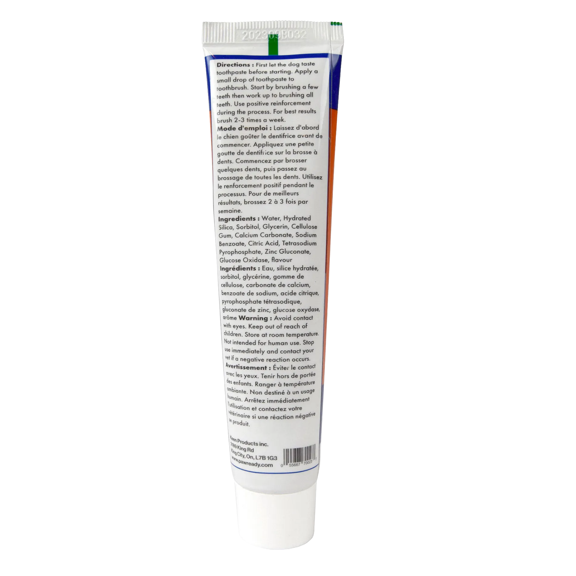 BrushMate ToothPaste,"Toothpaste tube showing back label and white cap"