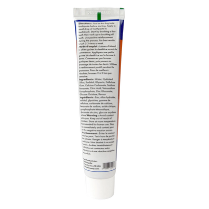 BrushMate ToothPaste,"Toothpaste tube showing back label and white cap"