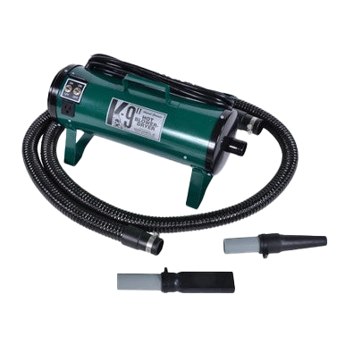 K-9 II Dog Dryer With FREE Water Peeler,"Green dog dryer with flexible hose and two nozzle attachments"