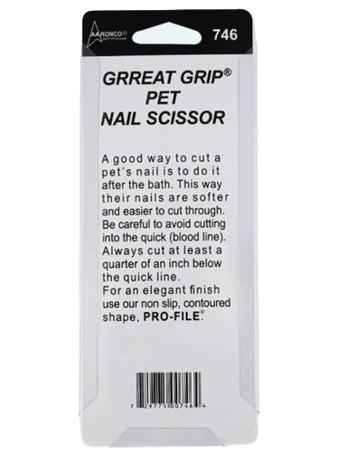 Aaronco Grreat Grip Pet Nail Scissor,"Back view of product packaging card"
