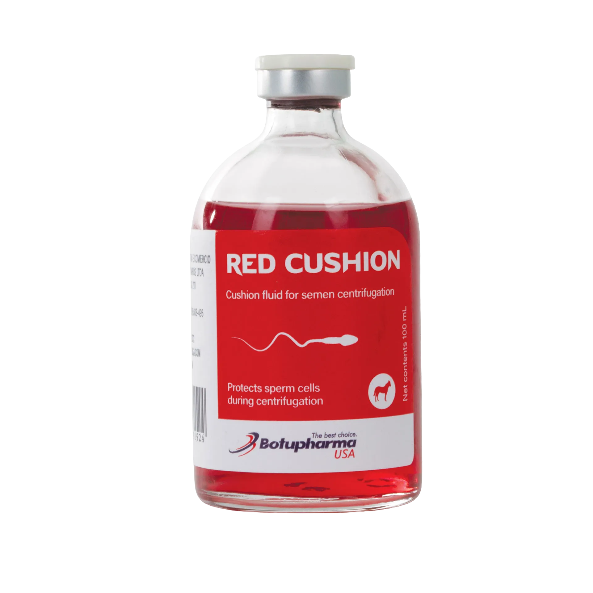 Botu Red Cushion,"Glass vial with red liquid and silver cap"