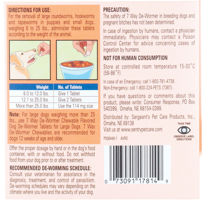Worm X Plus®,"Back of package with dosage chart and dog illustrations"