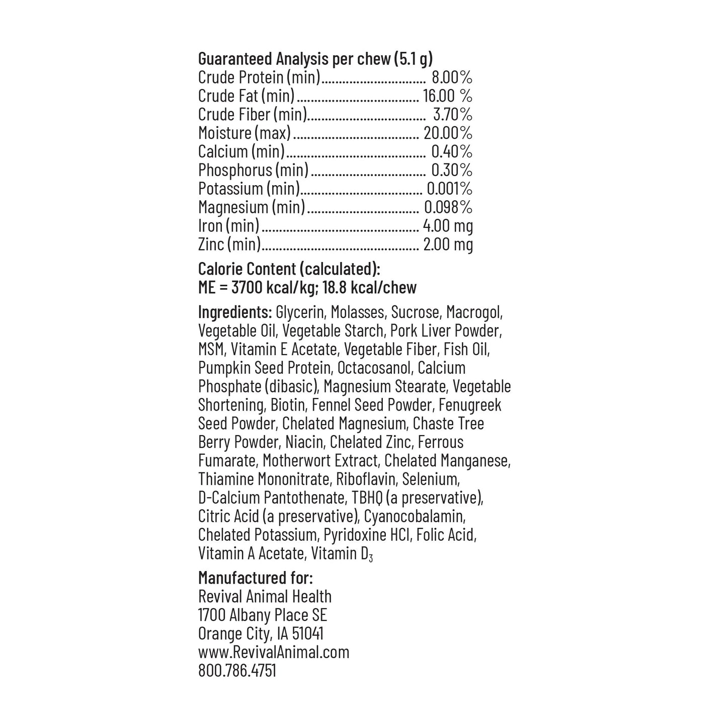 Breeder's Edge® Oxy Momma®,"Back label of supplement bottle with ingredients panel"