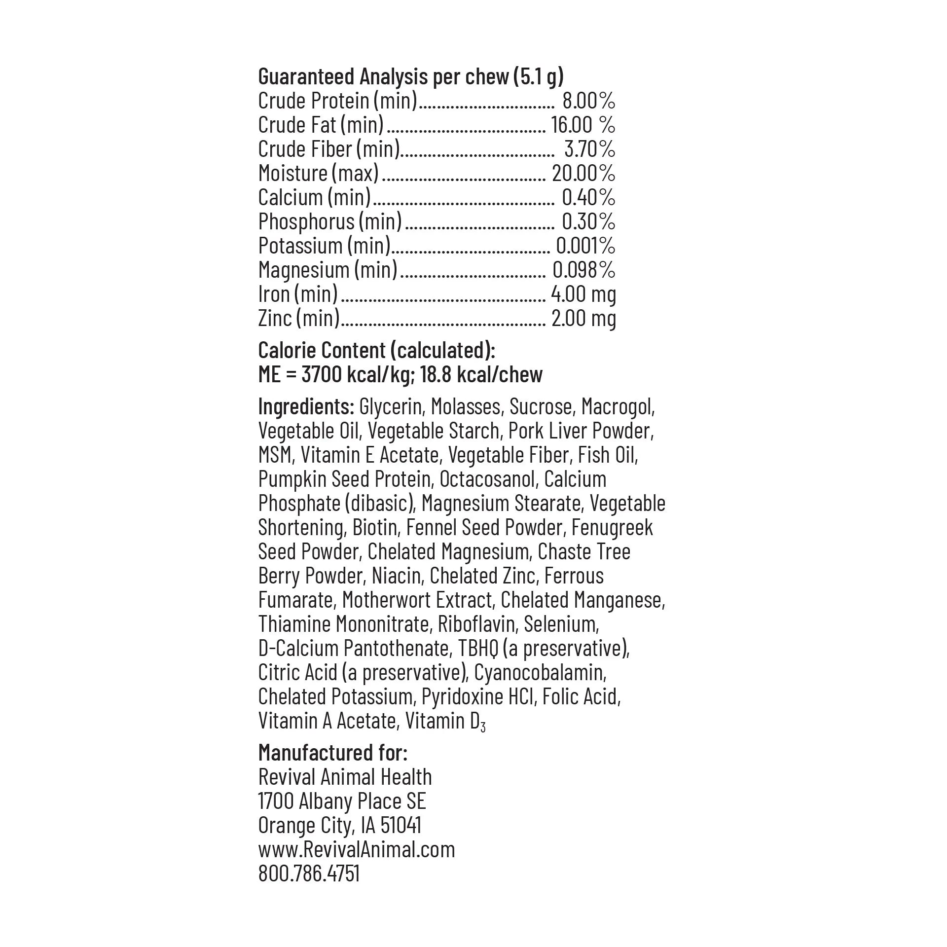 Breeder's Edge® Oxy Momma®,"Back label of supplement bottle with ingredients panel"