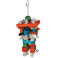 Blocks to Chew,"Hanging chew toy with colored wood blocks and rope"