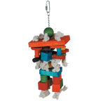 Blocks to Chew,"Hanging chew toy with colored wood blocks and rope"