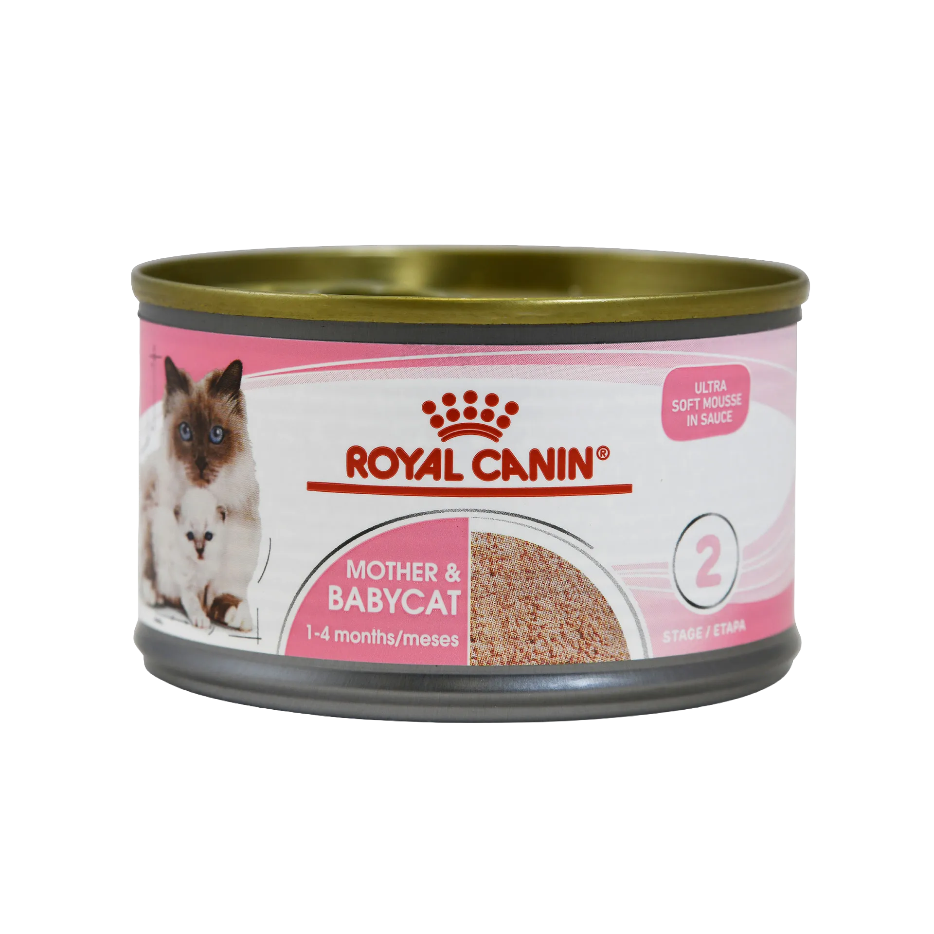 Postpartum Essentials,"Pink cat food can with kitten image, front label view"