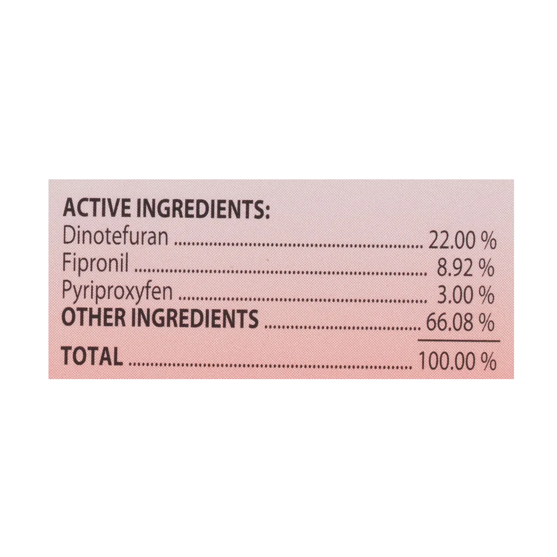 Catego®,"Pink active ingredients panel on product label"