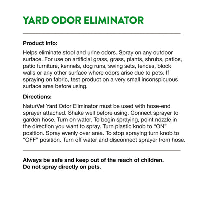 NaturVet® Yard Odor Eliminator,"Product info and directions label panel"