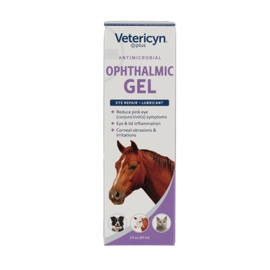 Vetericyn® Plus Animal Ophthalmic Gel,"Front view of product box with horse, dog, and cat images"
