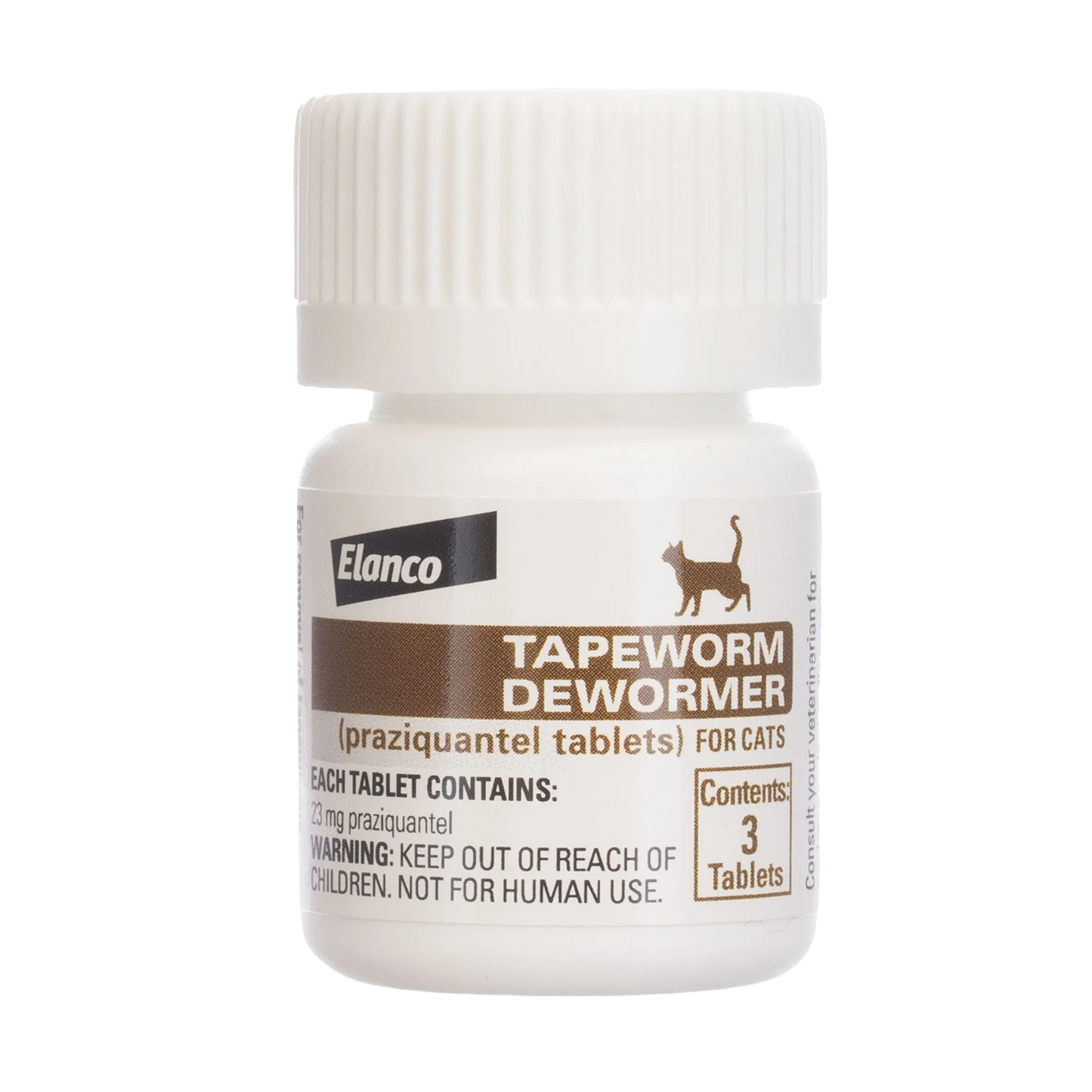 Tapeworm Dewormer,"White bottle with ribbed cap and front label"