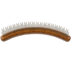 "Aaronco 7"" HoneyCurve Staggered Pins Comb Wood Handle","Curved wooden pet comb with staggered metal pins"