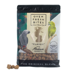 Caitec Oven Fresh Bites Bird Food,"Bird food pouch with parrot illustrations and kibble window"