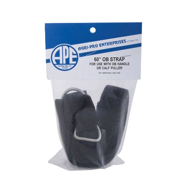 Nylon OB Foaling Strap,"Packaged black strap with metal loop"