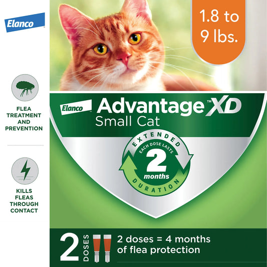 Advantage™ XD,"Product box with orange tabby cat and two applicator tubes"