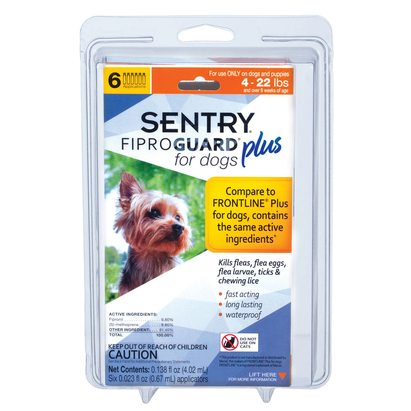 Sentry® Fiproguard® Plus for Dogs,"Front blister pack with dog photo and six applicators"