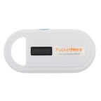 Pocket Hero™ ISO Microchip Scanner,"White handheld scanner with screen and loop handle"