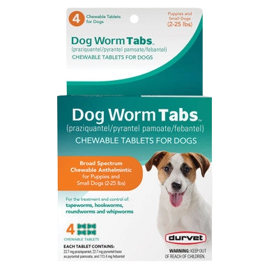 Dog Worm Tabs,"Front of tablet box with matching inner package"