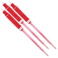 Plastic ID Collars,"Three red plastic ID collars with clear stems"