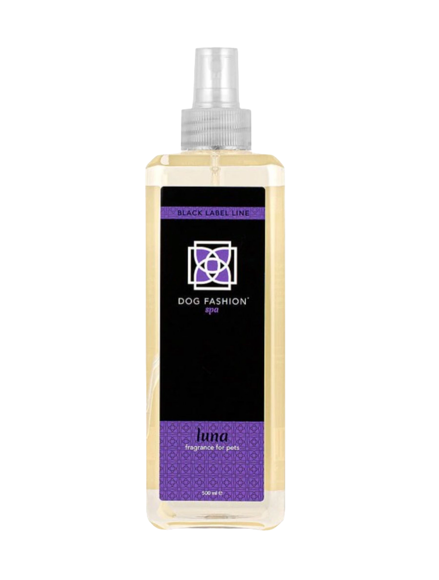 Luna Fragrance,"Clear spray bottle with pale yellow liquid and black label"