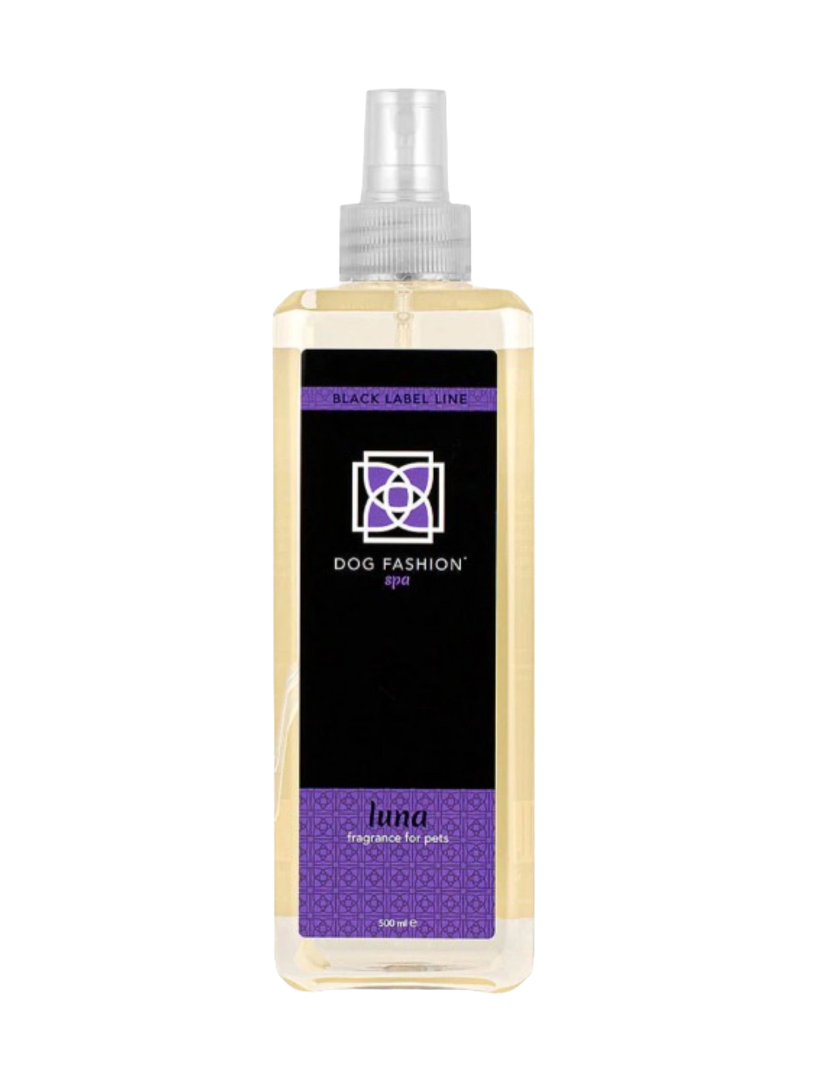 Luna Fragrance,"Clear spray bottle with pale yellow liquid and black label"