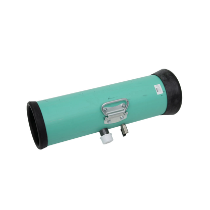 Colorado Outer Shell with padding,"Teal cylindrical outer shell with black padded ends and metal handle"