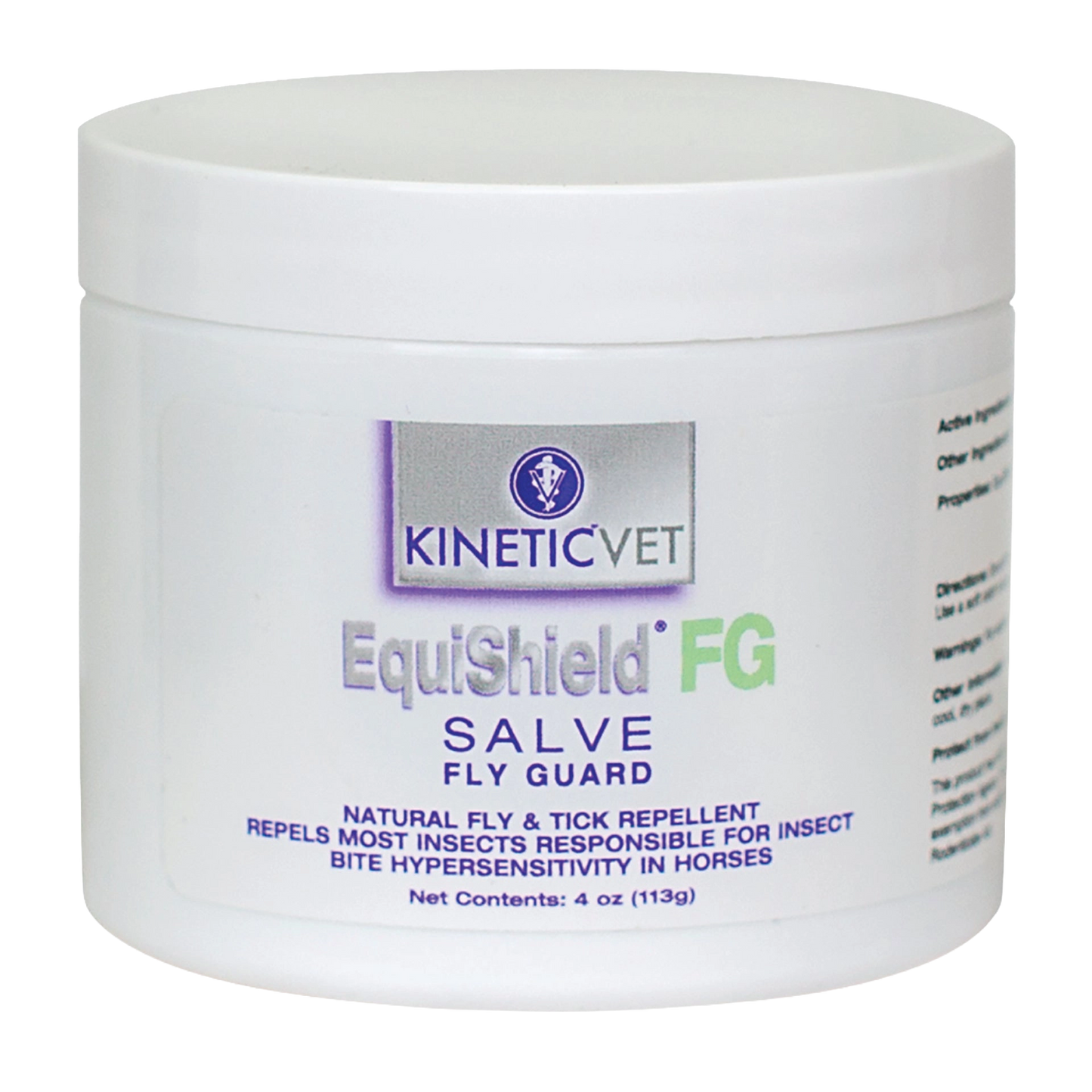 EquiShield® FG (Fly Guard) Roll-On and Salve,"White plastic salve jar with screw-top lid"