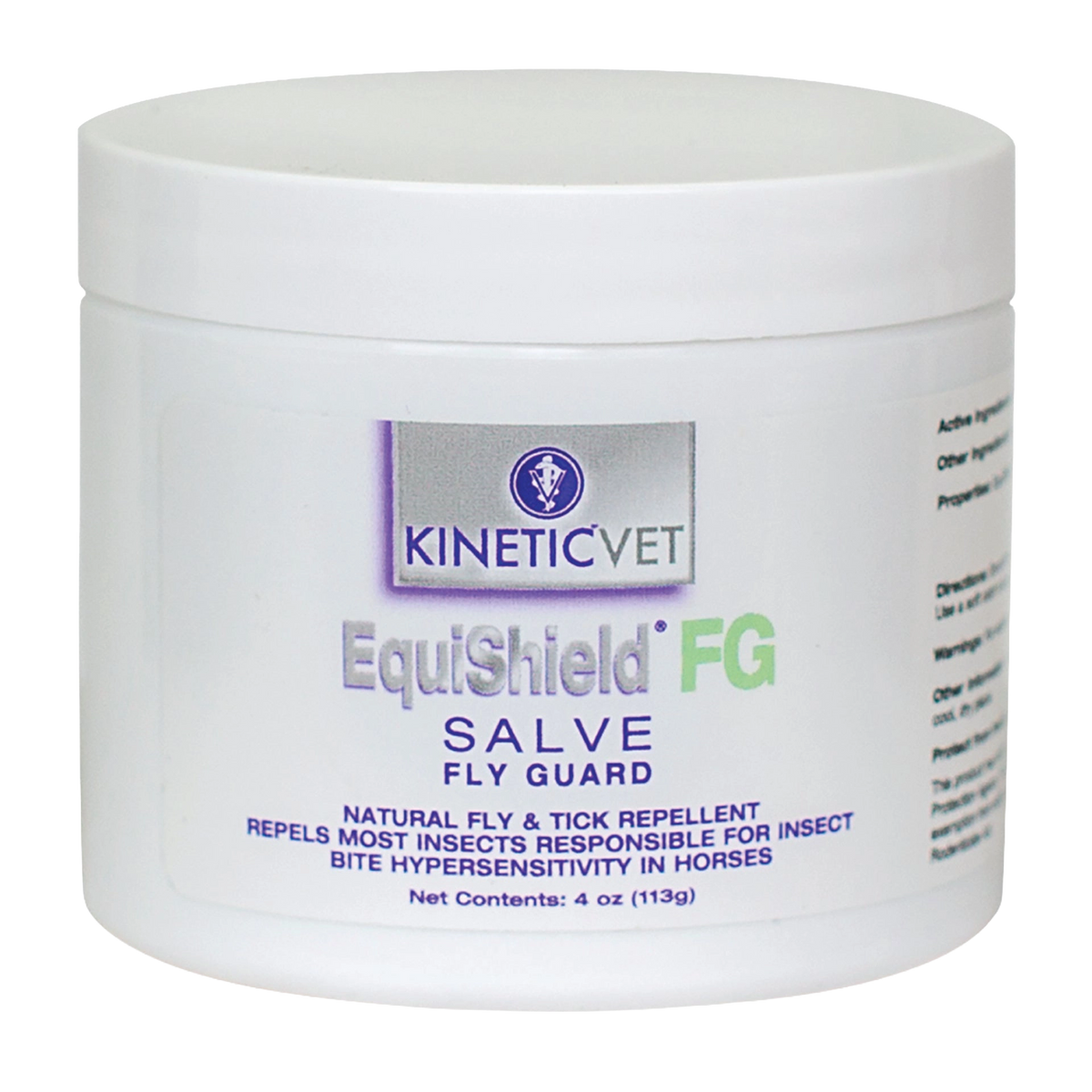 EquiShield® FG (Fly Guard) Roll-On and Salve,"White plastic salve jar with screw-top lid"