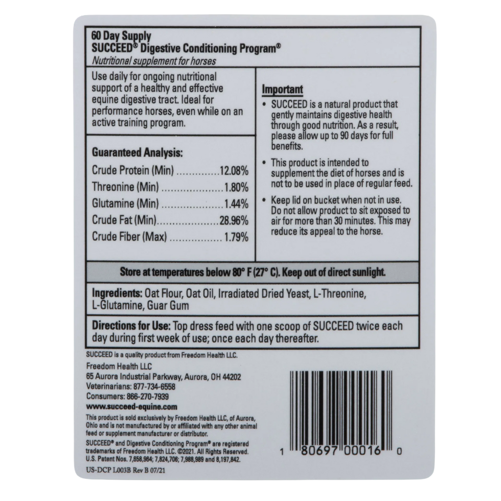SUCCEED® DCP,"Back label with supplement facts and barcode"