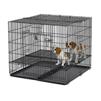 Midwest® Puppy Playpen,"Wire dog crate with divider panel, floor tray, and puppy inside"