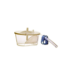 Way-Safe Flush Filter,"Clear filter chamber with attached tubing and blue cap"