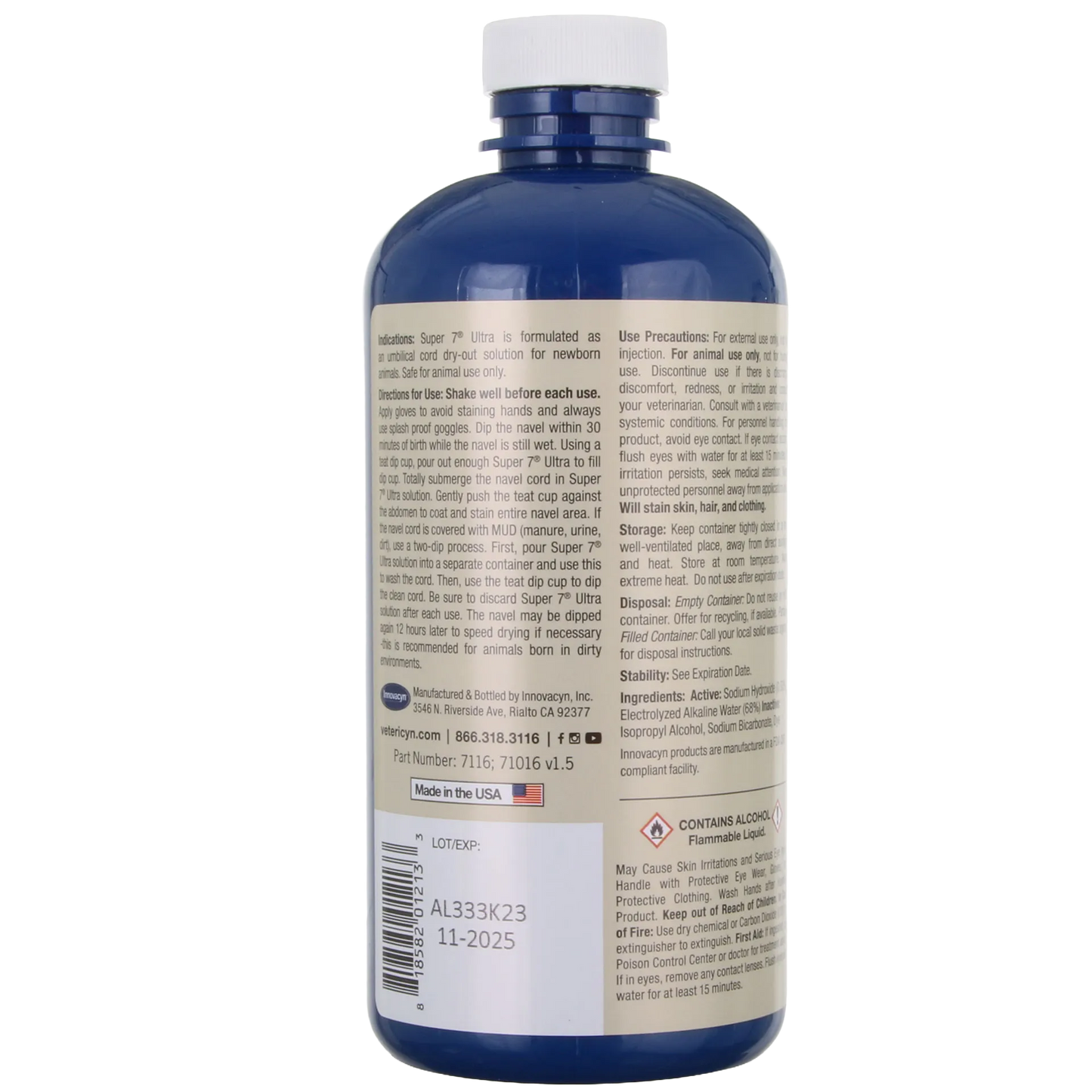 Vetericyn Super 7+ Newborn Navel Dip,"Blue bottle with white cap, back label view"