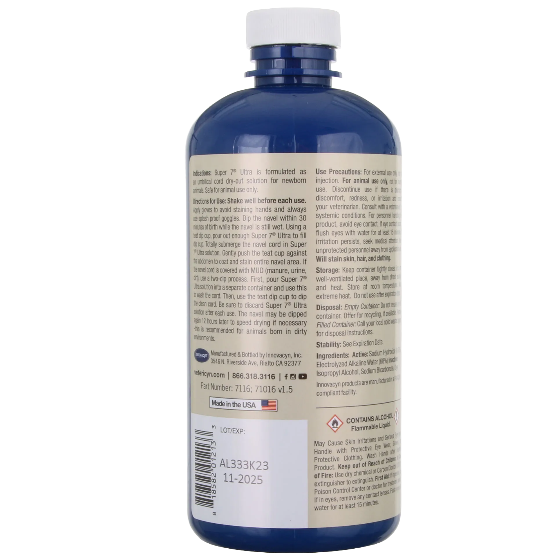 Vetericyn Super 7+ Newborn Navel Dip,"Blue bottle with white cap, back label view"