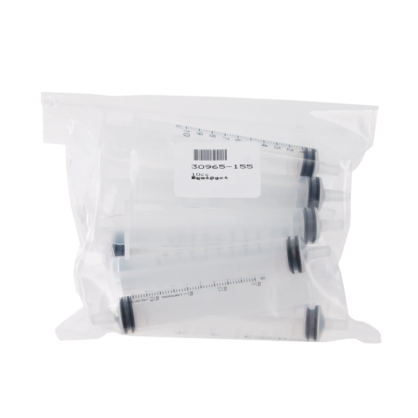 MonoJect™ 10cc Oral Syringe,"Pack of clear oral syringes in sealed plastic bag"
