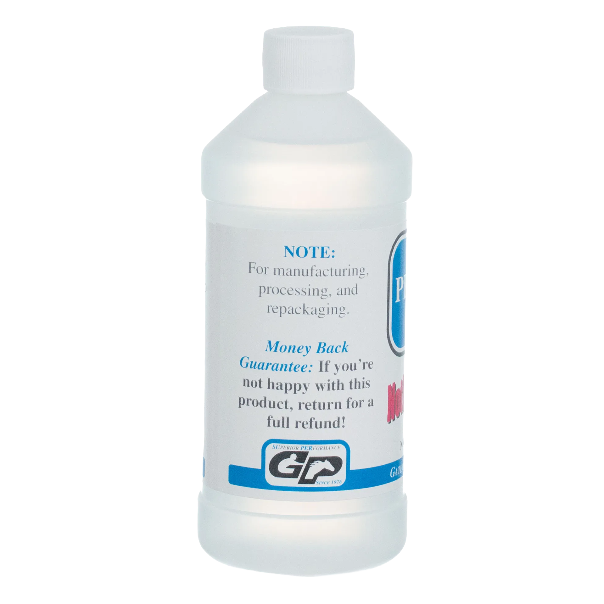 Propylene Glycol,"White plastic bottle with screw cap and front label"
