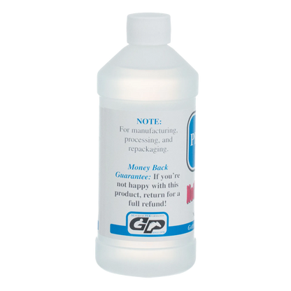 Propylene Glycol,"White plastic bottle with screw cap and front label"