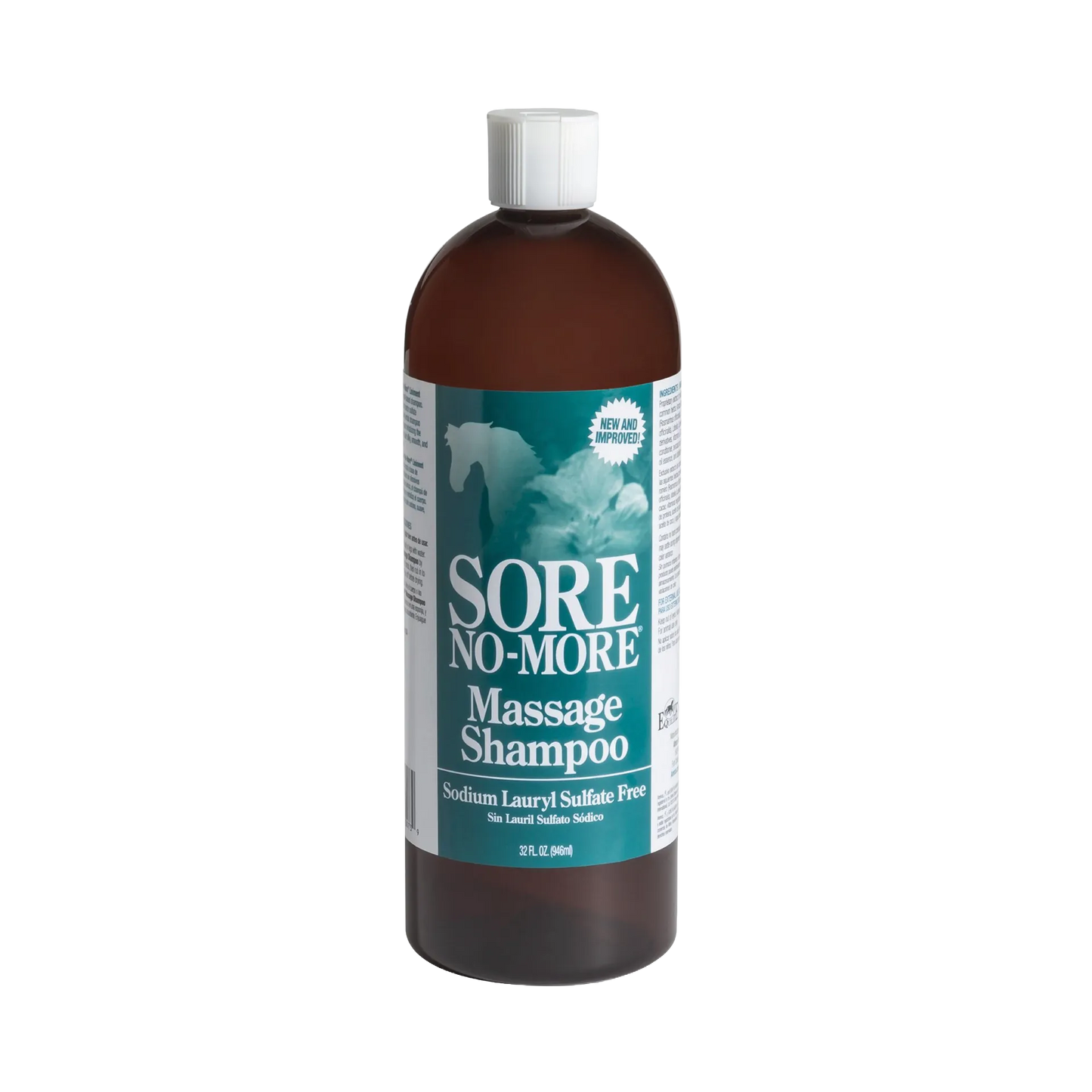 Sore No-More® Classic Massage Shampoo,"Amber bottle with white cap and teal front label"