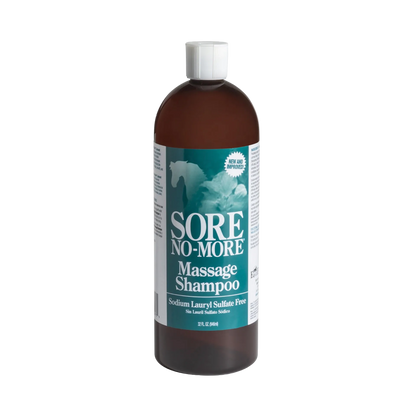 Sore No-More® Classic Massage Shampoo,"Amber bottle with white cap and teal front label"