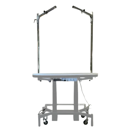 Premium Electric Table by TZGroom,"Round grooming table with overhead arm and wheeled base"