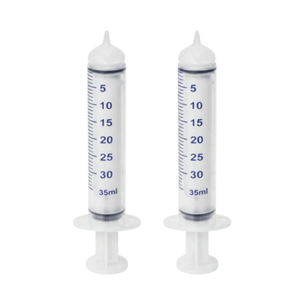 Puppywamer Latchons Syringe Nipple Feeders,"Two clear feeding syringes with soft nipple tips"