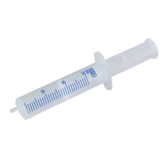 Semen Safe All Plastic Syringes,"Clear plastic syringe with blue measurement markings"