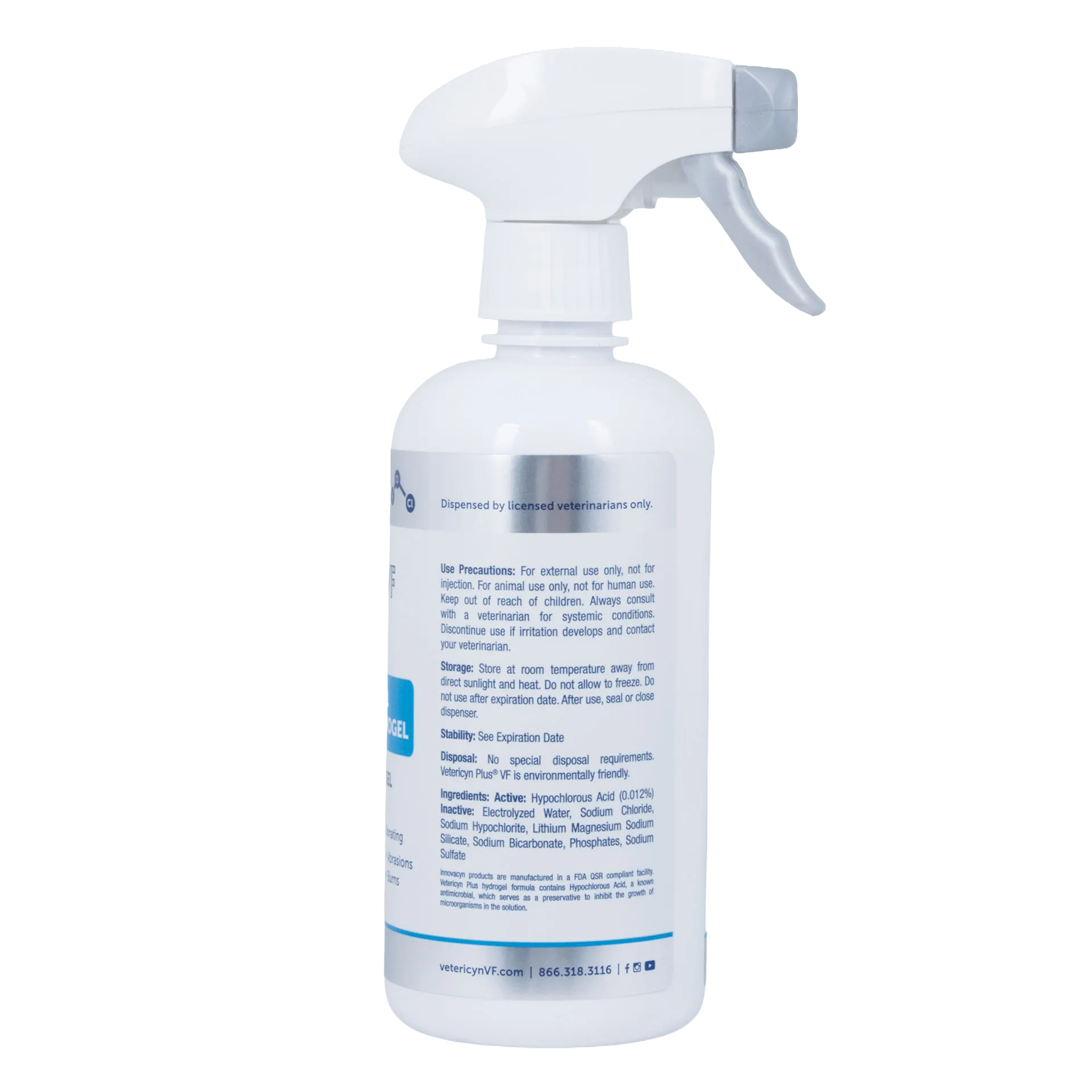 Vetericyn® VF Plus Wound & Skin Care,"White spray bottle with side label and trigger nozzle"