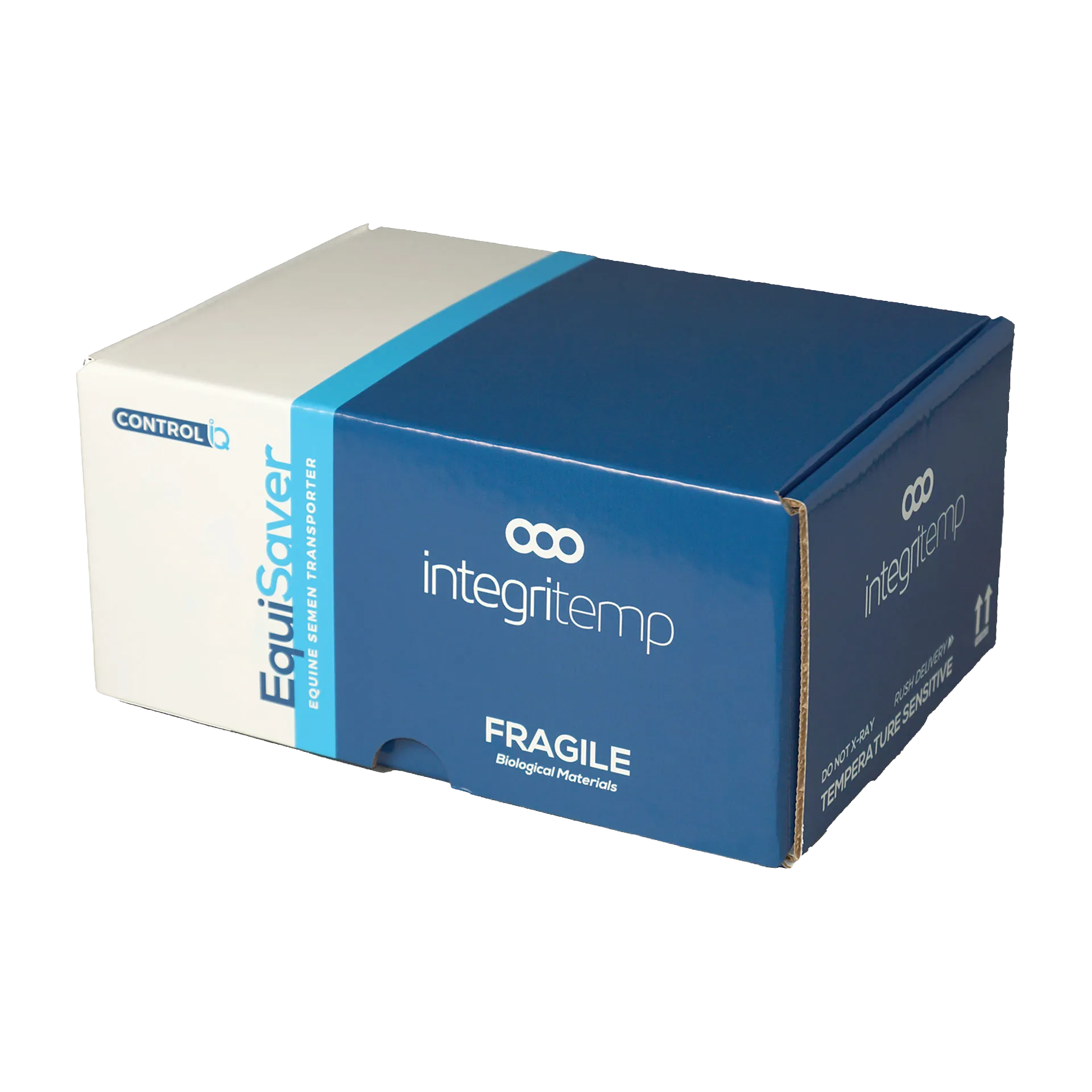 EquiSaver Cooled Semen Shipper,"Blue and white insulated shipping box"