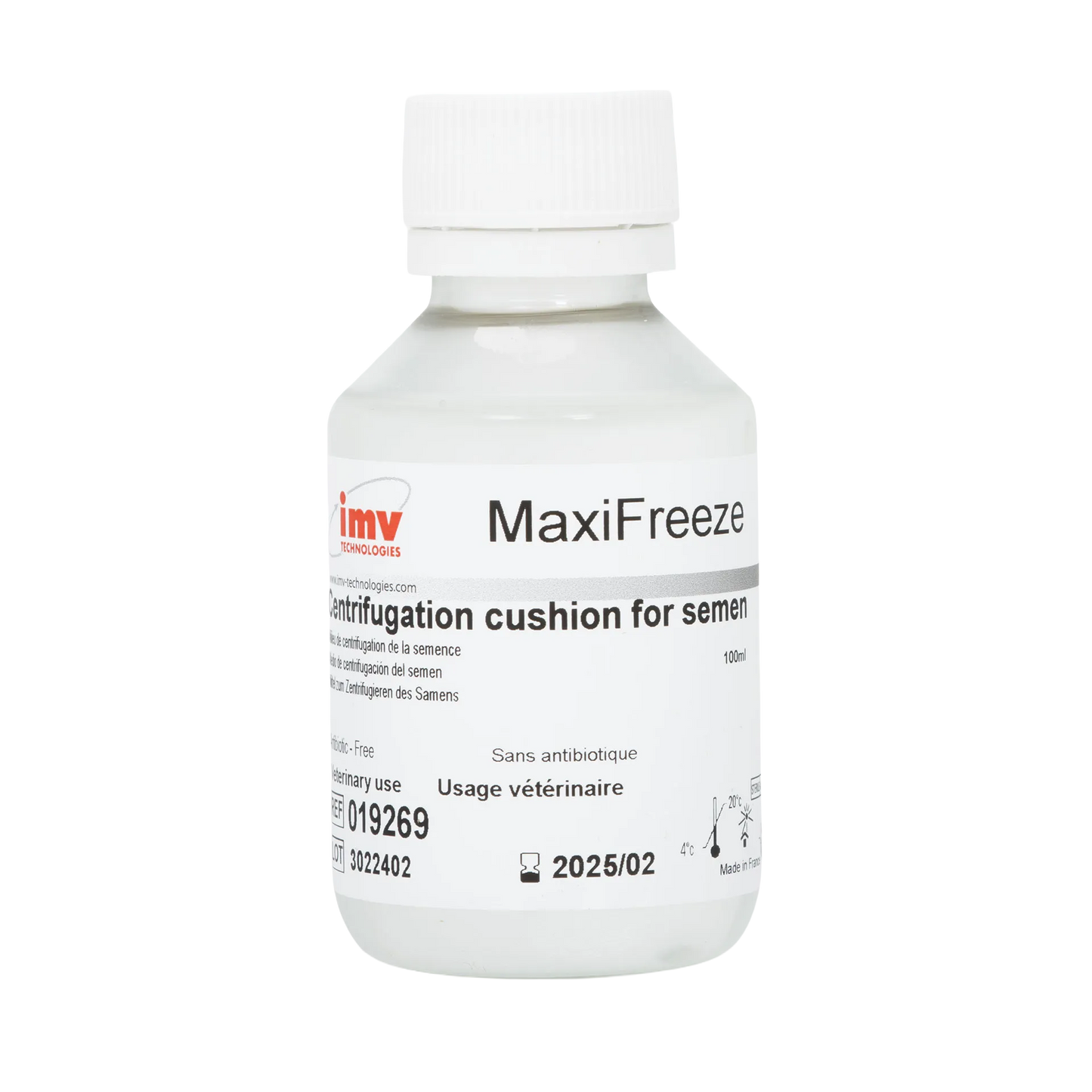Maxi Freeze,"White plastic bottle with screw cap and front label"